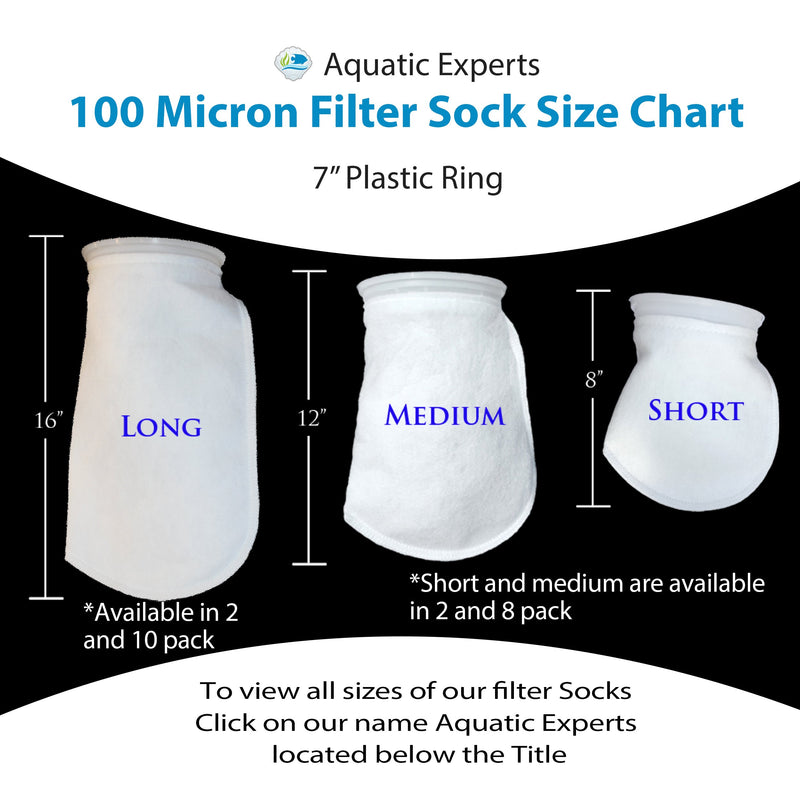 [Australia] - Aquatic Experts 7 Inch Ring by 12 Inch Filter Socks 100 Micron - 7 Inch Ring Medium Aquarium Felt Filter Bags - Custom Made in The USA 2 pack 