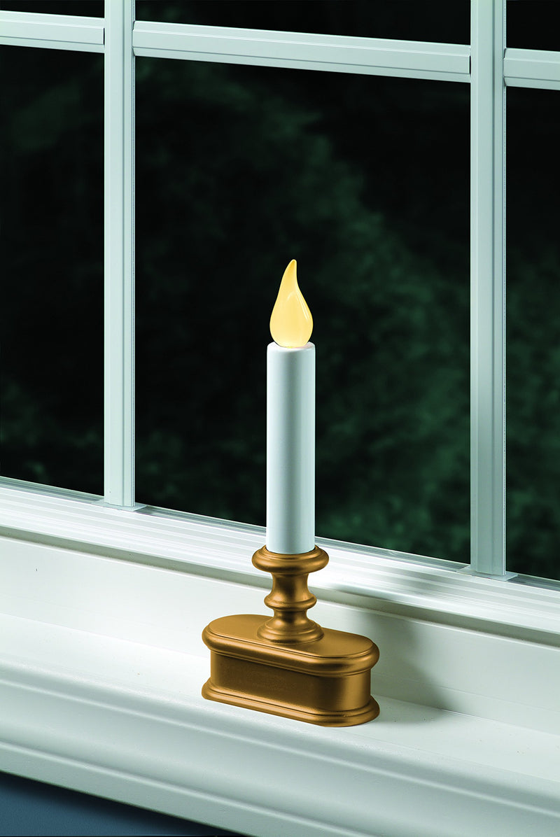 XODUS Innovations FPC1221B Battery Operated LED Dusk to Dawn Window Candle with Amber Steady On or Flicker Flame, Brass - PawsPlanet Australia