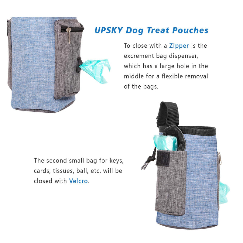 Upsky Dog Treat Bag Portable Treat Pouch with Belt Clip, Built-in Poop Bag Dispenser for Travel or Outdoor, Easily Carries Pet Toys, Kibble, Treats - PawsPlanet Australia