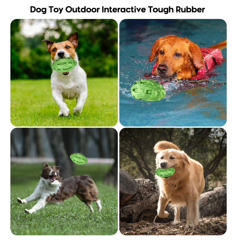 ZHAN Dog Chew Toys, Dog Squeaky Toys, Rubber Ball Dog Toys, Training Ball Teeth Cleaning Rugby Toy Pet Exercise Game Ball for Medium and Large Aggressive Chewers Green - PawsPlanet Australia