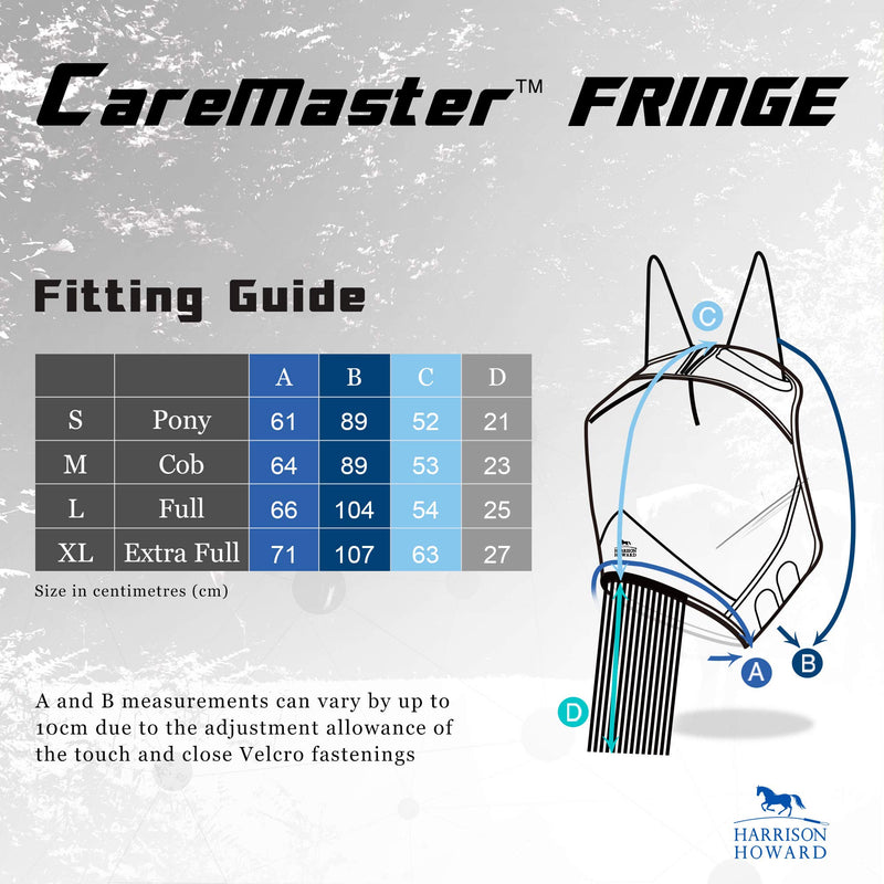 Harrison Howard CareMaster Horse Fly mask with Ears and Nose Fringe Fly Protector Defender Mask Voodoo Blue Cob (Medium) - PawsPlanet Australia