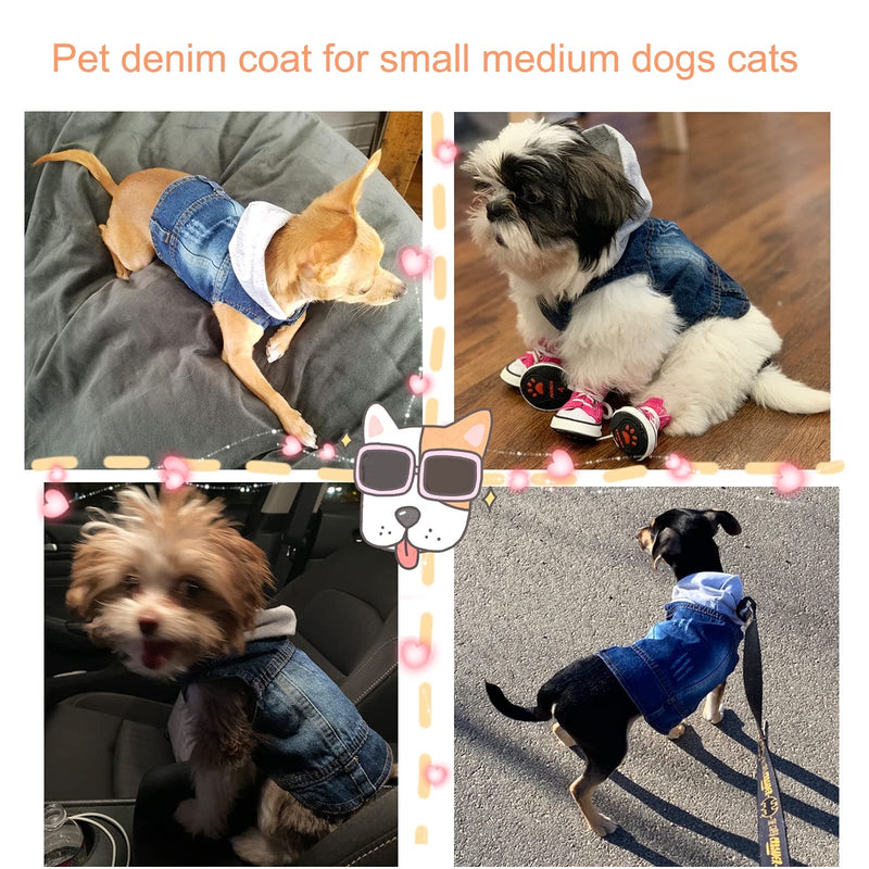 WEARTER Denim Dog Jean Jacket, Stylish Pet Coat, Puppy Clothes Dog Hoodie Jumpsuit for Small Medium Dogs X-Small - PawsPlanet Australia