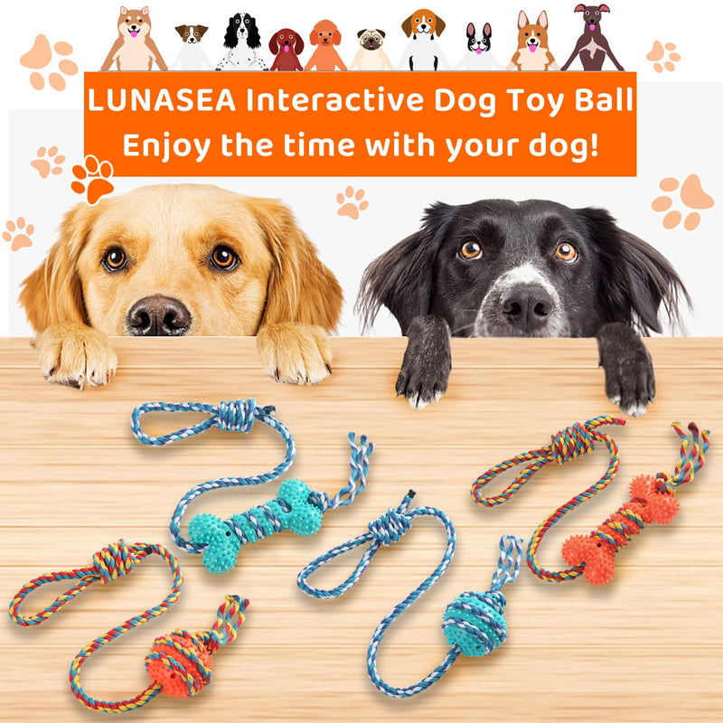 LUNASEA Dog Toy Indestructible, Dog Toy Large Dogs, Interactive Dog Toy Ball with Rope, Chew Toy Dog Tug Toy for Large Medium Dogs & Puppies (Orange, Balls) Orange - PawsPlanet Australia