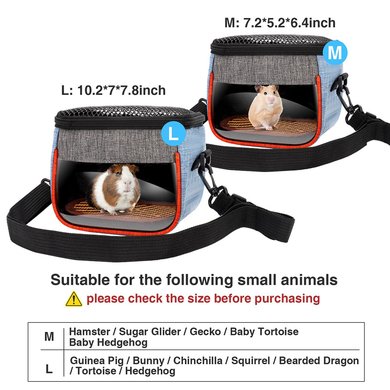 Hamster Carrier Bag - Cute Travel Sling for Small Animals, Rat，Gerbils, Sugar Glider, Gecko,Baby Hedgehog - Transport Pouch with Breathable Mesh Top, Back Pocket, Shoulder Straps (M Size) Medium - PawsPlanet Australia