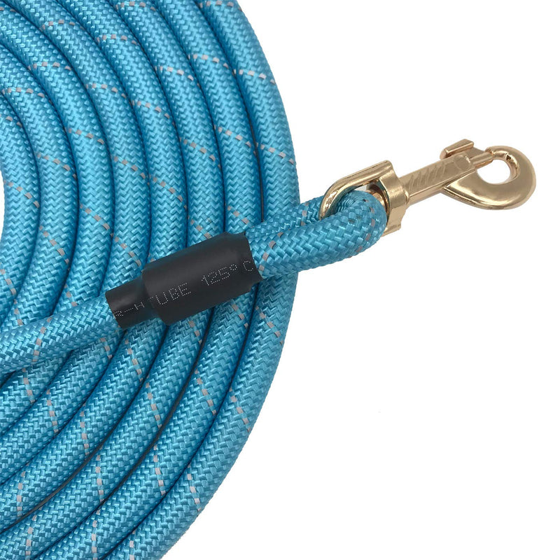 [Australia] - Shorven Nylon Strong Dog Rope Lead Reflective Training Dog Leash with Soft Handle 8-20 FT Long (Dia:0.5" 8FT) Aqua Blue 