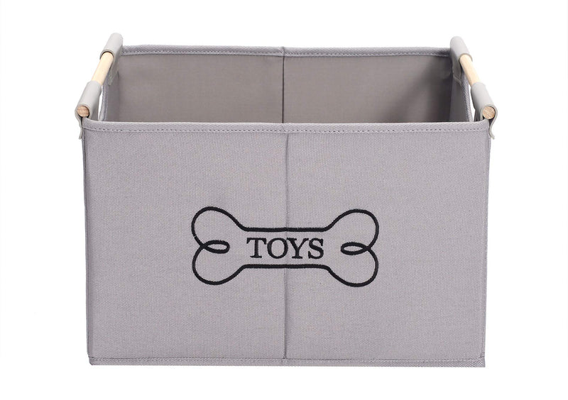 Brabtod Cute Canvas Organizer Bin, Dog Toys Storage Box with Handle Perfect for Dog Toys, Kids, Children Toys, Blanket, Clothes, Living Room, Shelves -gray - PawsPlanet Australia