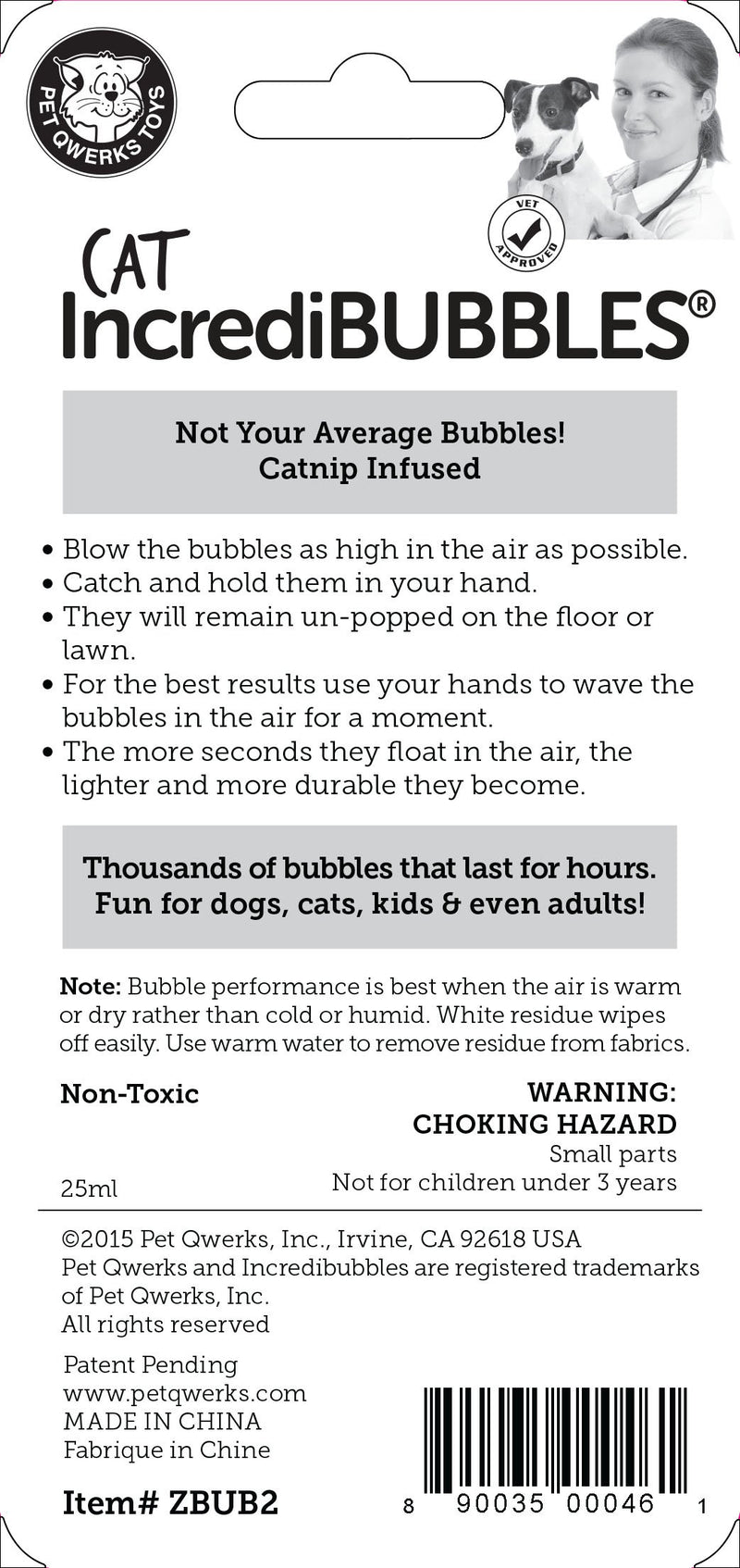 Pet Qwerks Incredibubbles for Cats & Dogs - Long Lasting Bubbles with Non-Toxic Formula, Avoids Boredom & Keeps Pets Active | Best for Outdoor Use Catnip - PawsPlanet Australia