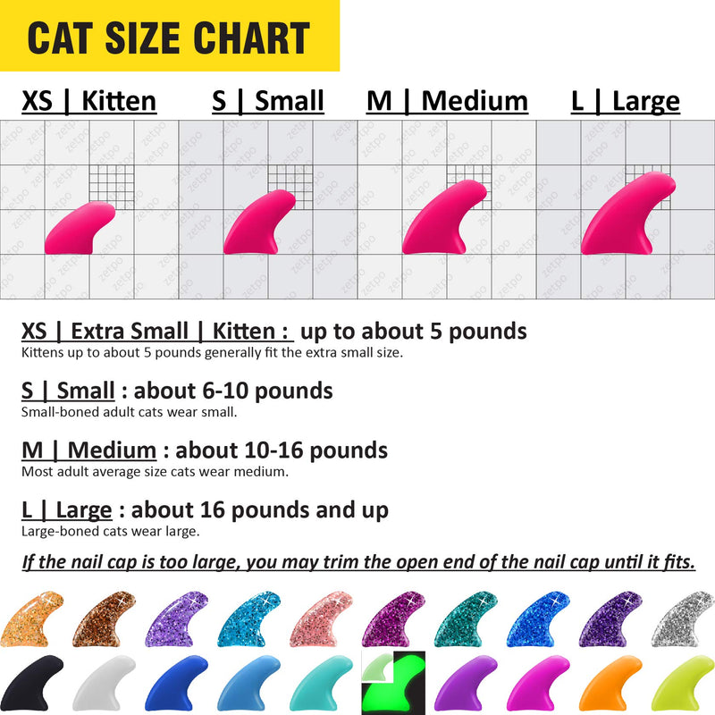 zetpo Cat Nail Caps | Cat Claw Covers | with Adhesives and Applicators XS 20x Colors | 200 pcs - PawsPlanet Australia