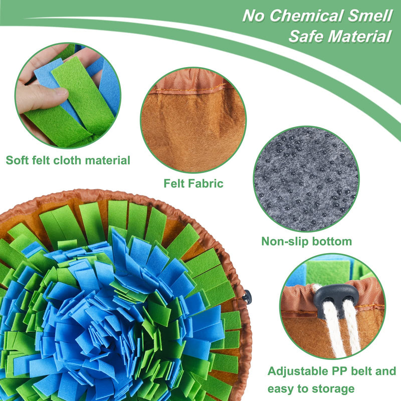 Vivifying Snuffle Mat for Dogs,Durable Pet Feeding Mat, Washable Interactive Game Toy Dog Mat for Large Dog and Puppies（Diameter: 19.3in / 49cm） Blue Green - PawsPlanet Australia
