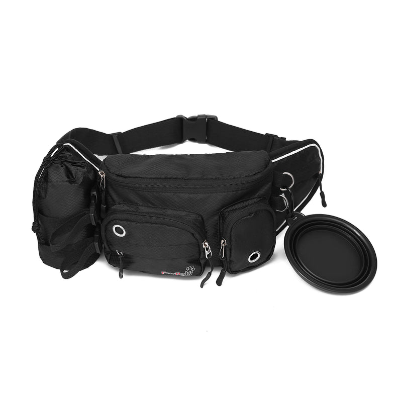 [Australia] - FurPals Dog Treat Waist Bag - Fanny Pack for Training and Walking Small-Medium Dogs - Lightweight, Sturdy Design - Poop Bag Dispenser, Bottle Holder, Collapsible Water Bowl, D Ring Leash Attachment 