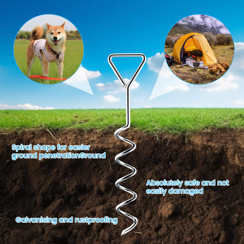 badaren mooring peg for dogs, mooring peg with 2.3m tie-out lines, dog ground anchor, mooring spiral peg with dog leash, stainless steel ground anchor for yard and camping for small to medium dogs - PawsPlanet Australia