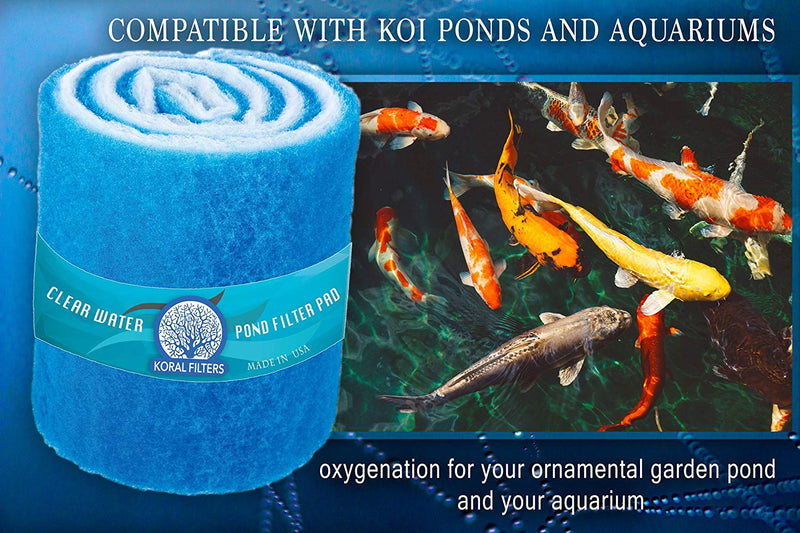 Koral Filters Aquarium Filter Pad Media Roll - Dye-Free and Blue Bonded - Cut to Fit - Durable - Fish and Reef Aquarium Compatible - Clean Water 6ft - PawsPlanet Australia