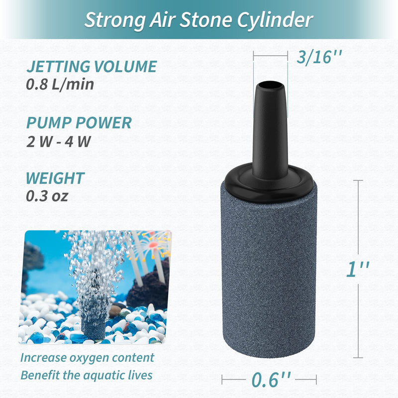 Pawfly 0.6/1/1.2 Inch Air Stone Cylinder Bubble Diffuser Airstones for Aquarium Fish Tank Pump Grey 1 inch - PawsPlanet Australia