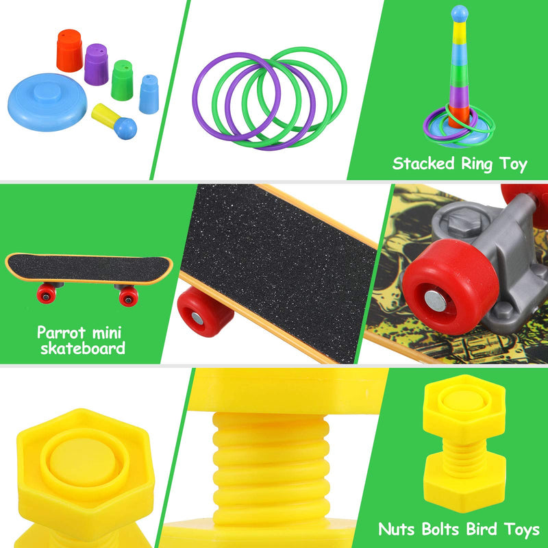 [Australia] - 6 Pieces Bird Training Toys Parrot Intelligence Toy Parrot Wooden Block Puzzles Toy Stacking Rings Toy Mini Parrot Skateboard Nuts and Bolts Bird Toy Bell Balls for Budgie Parakeet Cockatiel Macaw 