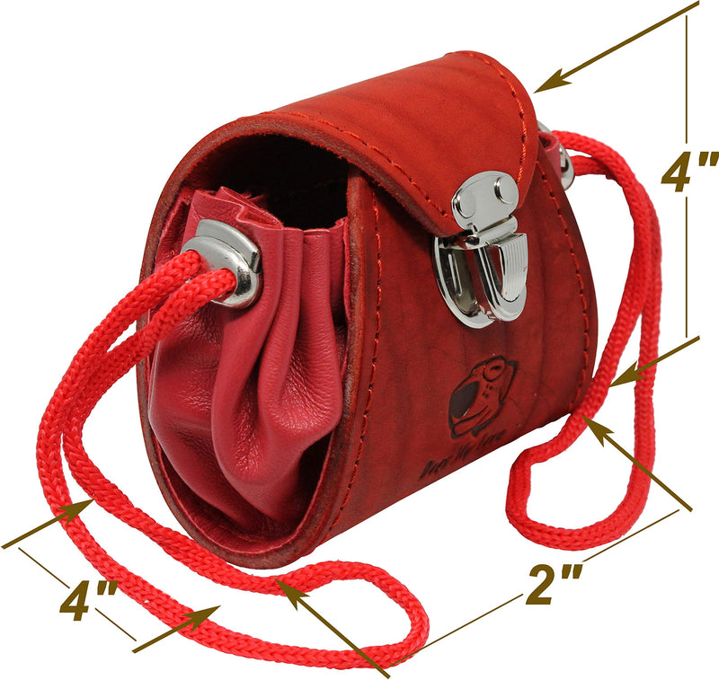 [Australia] - Dogs My Love Genuine Leather Training Treat Bag Waist Attachment Pouch and Belt Loop Red 