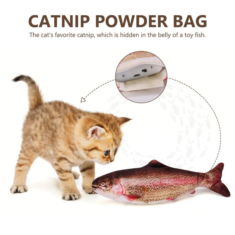 Cat Fish Toy Moving Fish Toy For Cats, Interactive Catnip Fish Toys For Indoor Cats, 28Cm Electric Cat Kicker Fish Toy, Floppy Chew Fish Toy For Cats, Usb, Washable, For Biting, Chewing And Kicking rainbow trout - PawsPlanet Australia