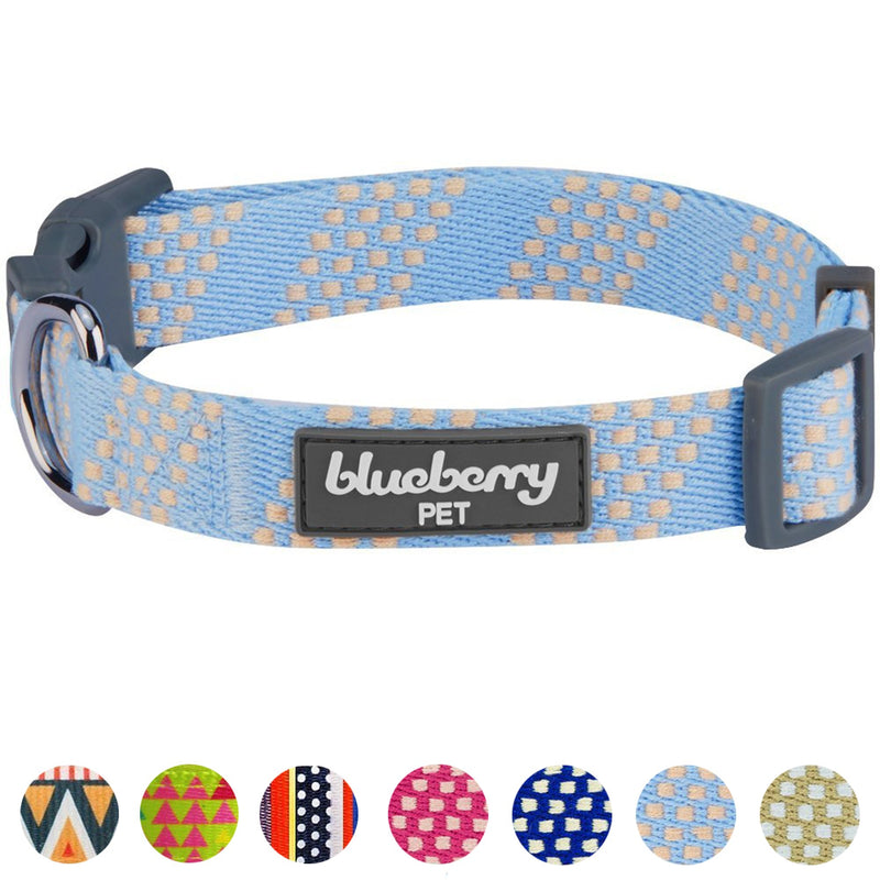 [Australia] - Blueberry Pet 10+ Patterns Geometric Designer Dog Collars, Harnesses or Leashes Regular Collar - Medium Sky Blue 