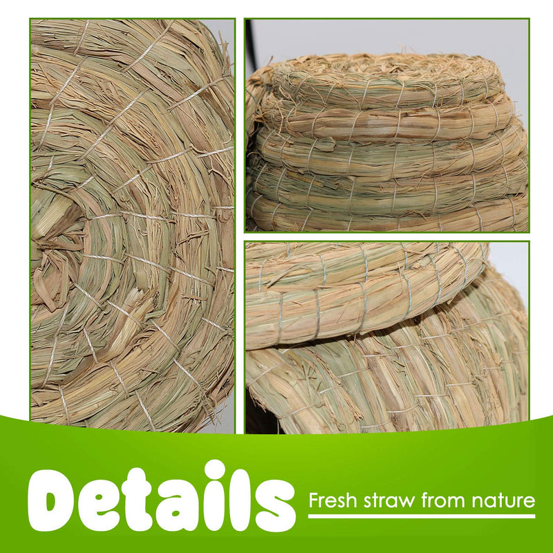 [Australia] - BWOGUE Straw Bird Nest Eco-Friendly Straw Birdhouse 100% Natural Fiber Bird Nest Hut Cozy Resting Breeding Place for Parrots Parakeet Conures Cockatiel,Large 