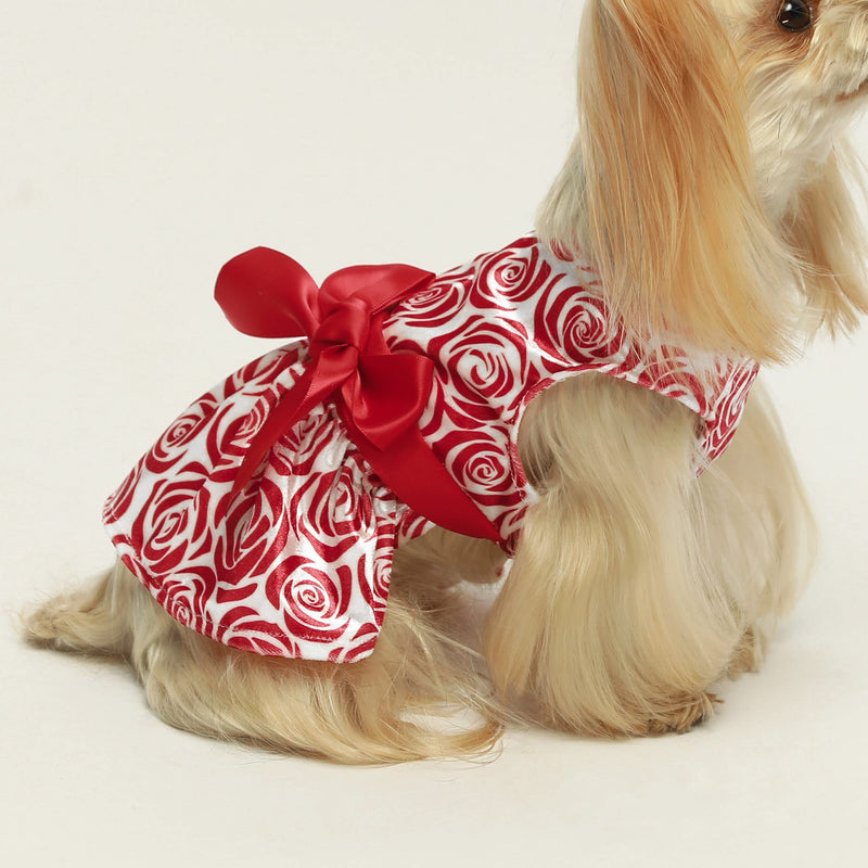 Fitwarm Dog Clothes Romantic Rose Dogs Oufit Embroidery Dog Dresses Pet Clothes Prom Puppy Dress Cat Birthday Doggie Party Gown X-Small Valentine Rose - PawsPlanet Australia