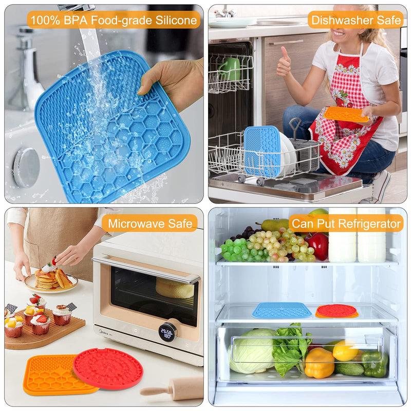 Hysagtek 3 Pcs Dog Lick Pad Mat with Suction, Washing Distraction Device, Slow Treat Dispensing Mat with Silicone Spatula and Brush for Pet Bathing Grooming Training - PawsPlanet Australia
