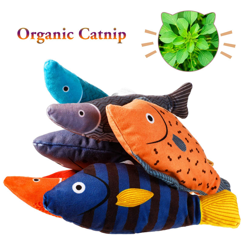 Chivao 7 Pieces Plush Kitten Cat Toys, Cartoon Fishes Cat Catnip Toys for Indoor Cats, Stuffed Chew Bite Catnip Teething Toy Set for Kitten - PawsPlanet Australia