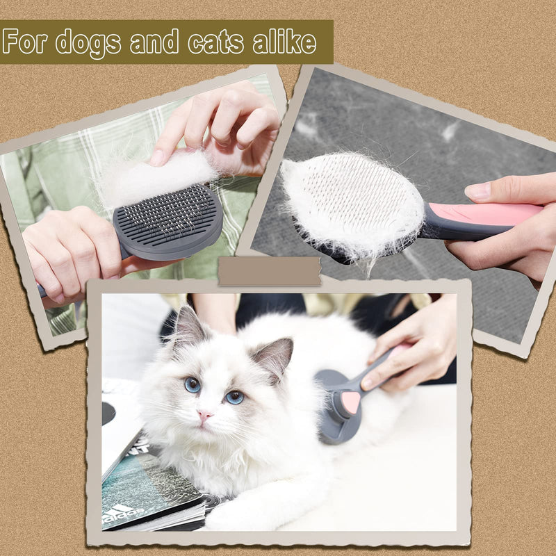 Dog Brush for Shedding 4 Pieces Dog Grooming Kit Double-Sided Undercoat Rake for Dogs Cat Brush Nail Clipper & File Dematting Pet Grooming Kit for Dogs Cat Rabbit (Grey) Grey - PawsPlanet Australia