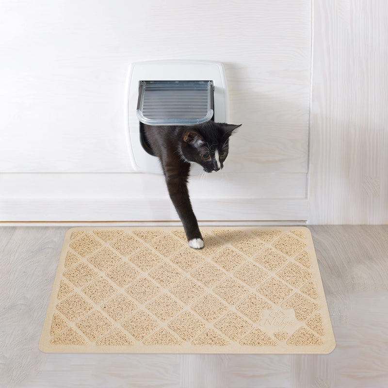 Niubya Premium Cat Litter Mat, Litter Box Mat with Non-slip and Waterproof Backing, Litter Trapping Mat Soft on Kitty Paws and Easy to Clean, Cat Mat Traps Litter from Box Small - 23" x 14" Beige - PawsPlanet Australia