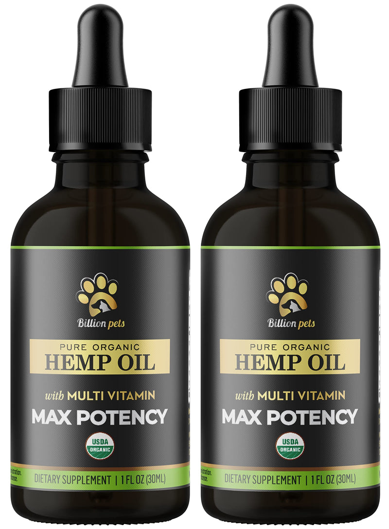 Billion Pets - Hemp Oil for Dogs Cats - Made In USA - Max Potency - Calming Drops For Dogs - Omega 3, 6, 9 - PawsPlanet Australia