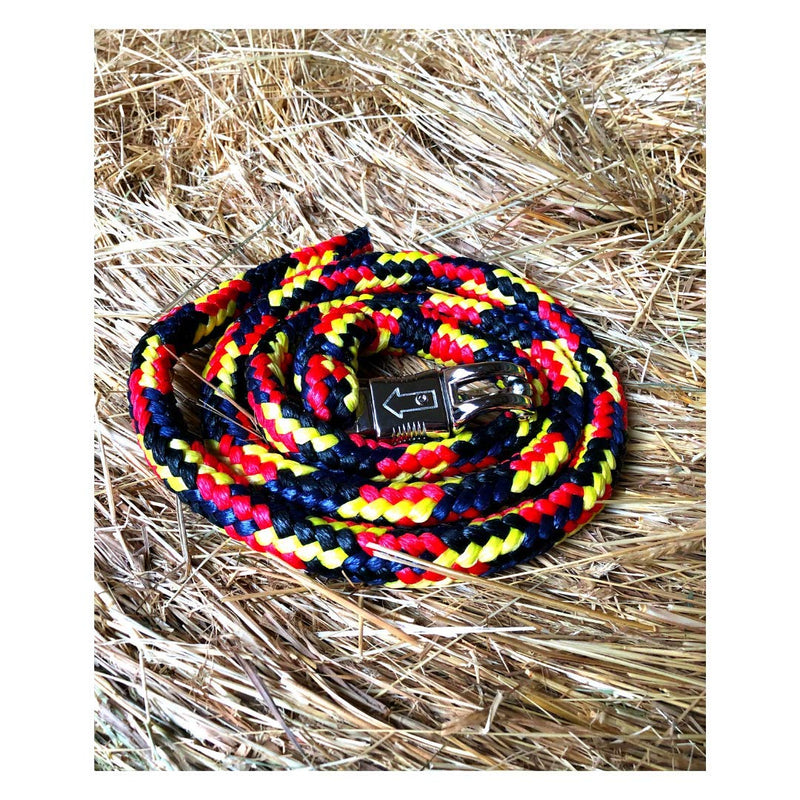 Lead Rope with Panic Hook for Horses, Ponies, Shetty, Donkey, Tying Rope in Many Stylish Designs Length 1.60 m (Black/Red/Yellow/Blue) Black/Red/Yellow/Blue - PawsPlanet Australia