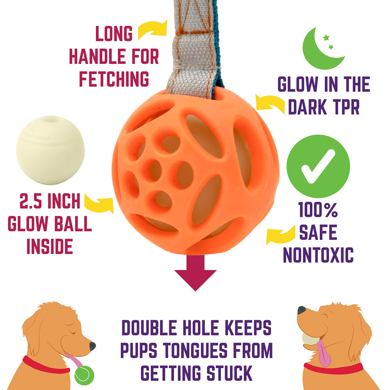 [Australia] - Chew King Fetch Balls Durable Natural Floating Dog Toy, Float and Glow Flyer, Squeaker Ball Dog Toy Flyer- 4.5" 