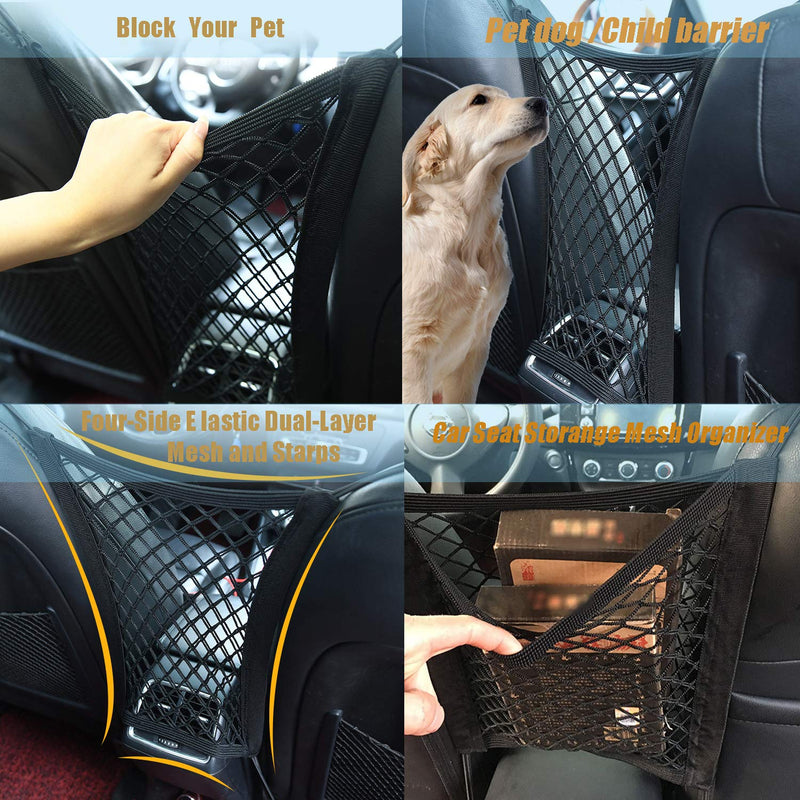 LABOTA 2 Pcs Car Pet Barrier Safety Net for Dog,Vehicle Universal Mesh Fence Safety Barrier,2-Layer Auto Seat Net Organizer,Universal Stretchy Storage - PawsPlanet Australia