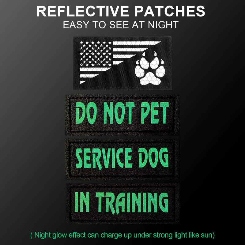 Weewooday 8 Pieces Reflective Dog Vest Patches, Removable Tactical Patches for Dog Harness Service Dog in Training and Dog Halter Patches with Printed Dog Paw and Flag (11 x 4 cm/ 4.33 x 1.57 Inch) 11 x 4 cm/ 4.33 x 1.57 Inch - PawsPlanet Australia