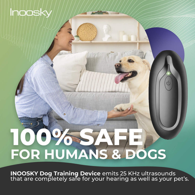 Inoosky Ultrasonic Dog Bark Deterrent, Bark Control Device - Anti Barking Device, 2-in-1 Dog Training Tool, Rechargeable Dog Trainer & Barking Control, Safe to Use Dog Repeller - PawsPlanet Australia