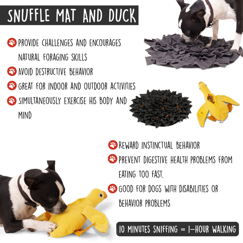 [Australia] - PAW by Seven Snuffle mat and Squeaky Toys for Dogs. Dog Puzzle: Dog Snuffle mat and Duck Dog Toy, Fleece Fabric, Durable, nosework mat, Dog Slow Feeder and Duck Dog Puzzle Feeder. Nosework Supplies 