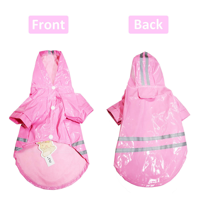 [Australia] - Cutie Pet Dog Raincoat Waterproof Coats Lightweight Rain Jacket Breathable Rain Poncho Hooded Rainwear with Safety Reflective Stripes for Small to Large Dogs S (back length: 9.75’’ weight: 2.5-5 lb) Pink 
