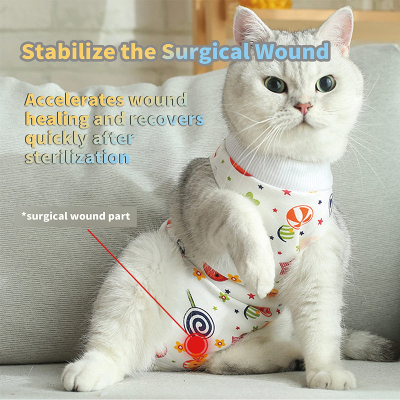 CGLRybO Cat Professional Recovery Suit for Abdominal Wounds or Skin Diseases, E-Collar Alternative for Cats and Dogs, After Surgery Wear, Pajama Suit Alpaca Pattern M - PawsPlanet Australia
