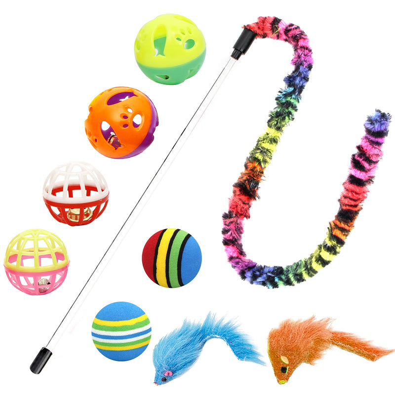 Youngever 18 Cat Toys Kitten Toys Assortments, Cat Teaser Wand, Interactive Bell Toy, Sparkle Balls for Cat, Puppy, Kitty, Kitten with Hide Seek Toy - PawsPlanet Australia