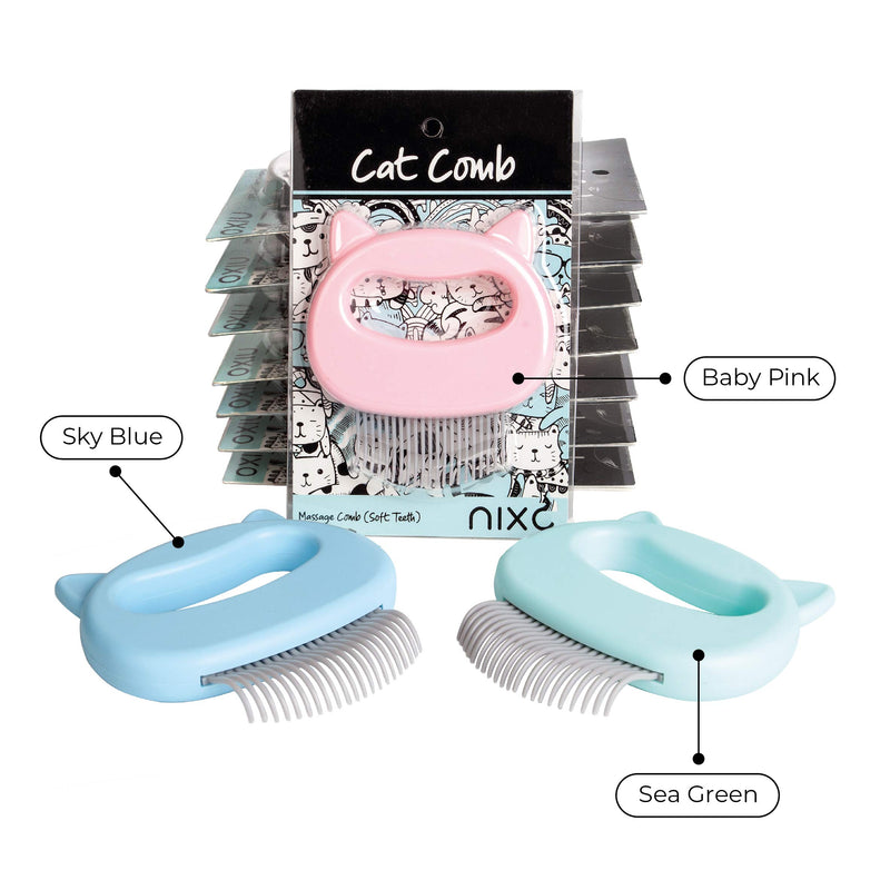 nixo Cat Comb, Pack of 1, Gentle Cat Grooming Comb & Cat Massage Comb - Effective Dematting Comb for Cats, Ideal Cat Comb for Matted Hair - Painless Cat Combs for Deshedding, Cute Cat Shell Comb Sea Green - PawsPlanet Australia