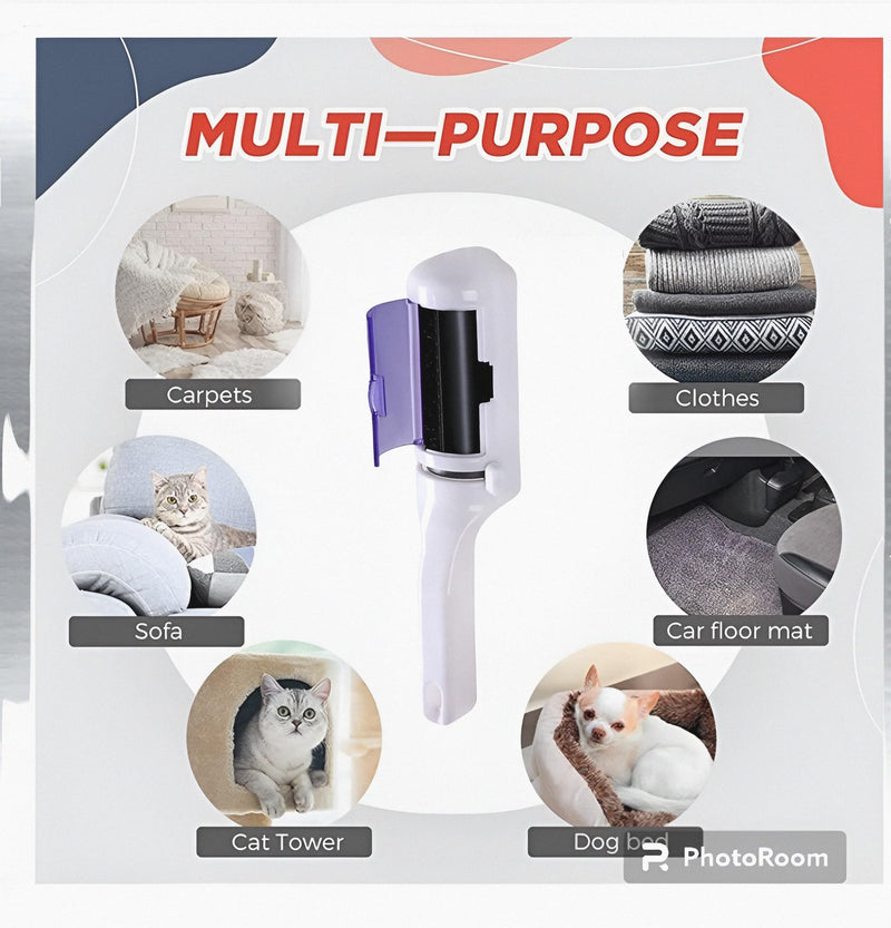 GOUTAHA 2in1 | Pet hair remover | Lint roller, lint roller for animal hair with lint razor, reusable, self-cleaning cat hair remover, dog hair removal from sofa, clothes, car, carpet - PawsPlanet Australia