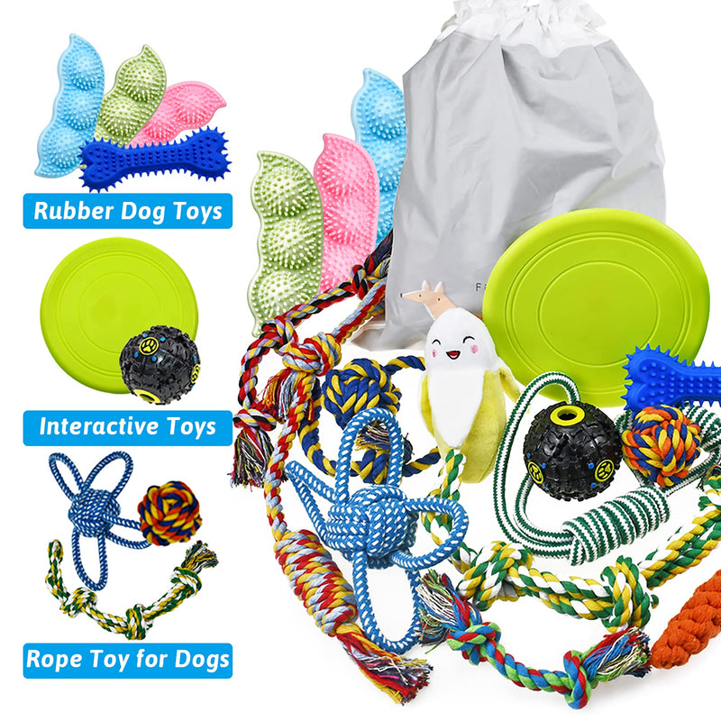 Dog Chew Toys for Puppies Teething, Dog Toys 16 Pack Puppy Chew Toys Pea Shaped Rubber Bone Dog Toy Bundle Dog Squeaky Toys iq Treat Ball Puppy Teething Chew Toys Small Dogs Puppy Toys - PawsPlanet Australia