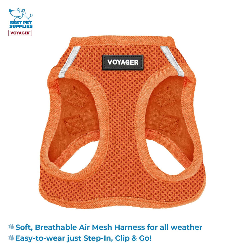 Voyager Step-in Air Dog Harness - All Weather Mesh Step in Vest Harness for Small and Medium Dogs by Best Pet Supplies XS (Chest: 13 - 14.5") Orange Matching Trim (Leash Bundle) - PawsPlanet Australia