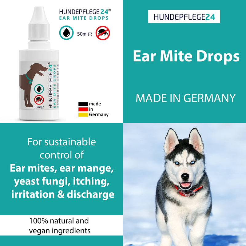 HUNDEPFLEGE24: Ear oil for the treatment of mites in dogs, cats and other pets – 50 ml. 100% natural & vegan ear care against itching, fungi & acariasis. Highly effective natural product against mites 50 ml (Pack of 1) - PawsPlanet Australia