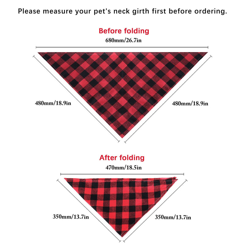 Dog Bandanas, 4pcs Washable Cotton Plaid Dog Scarf, Triangle Kerchief Dog Bibs, Accessories for Small Medium Large Sized Dogs Cat Pet (Red, Black, Blue, Green) - PawsPlanet Australia