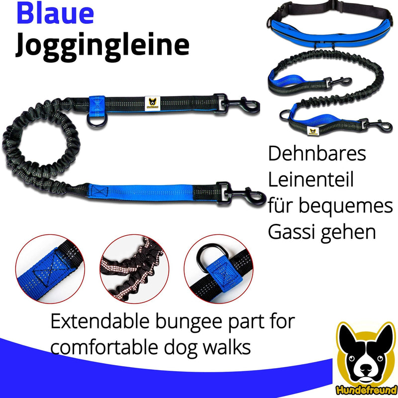 Dog lover jogging leash with waist belt | Blue hands-free leash with stretch and shock absorption for medium and large dogs | Free your hands for jogging bike stroller sports - PawsPlanet Australia