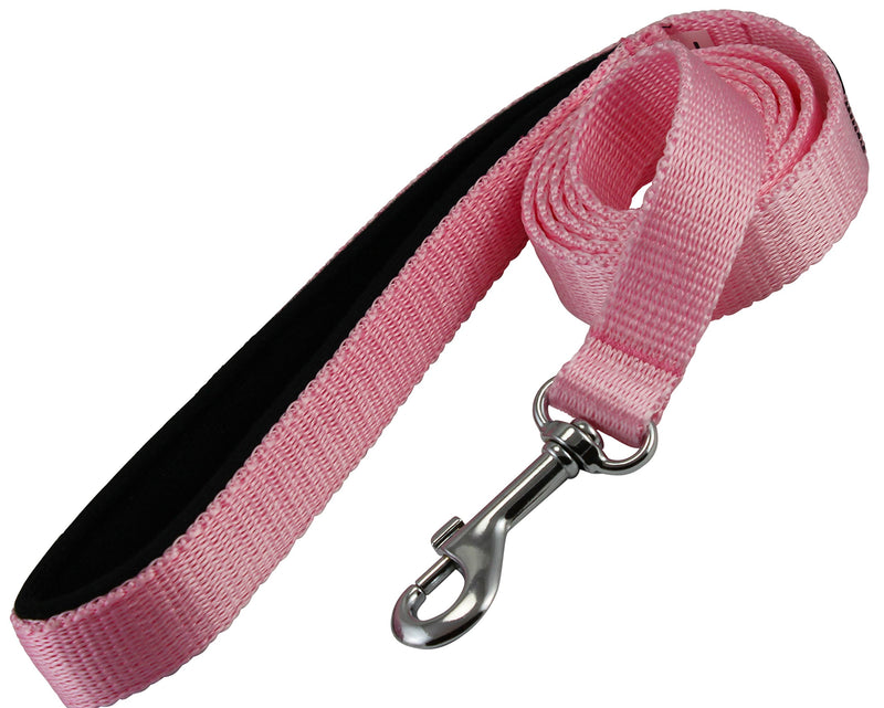 [Australia] - Dogs My Love 4ft Long Neoprene Padded Handle Nylon Leash 4 Sizes Pink Large - 3/4" Wide 