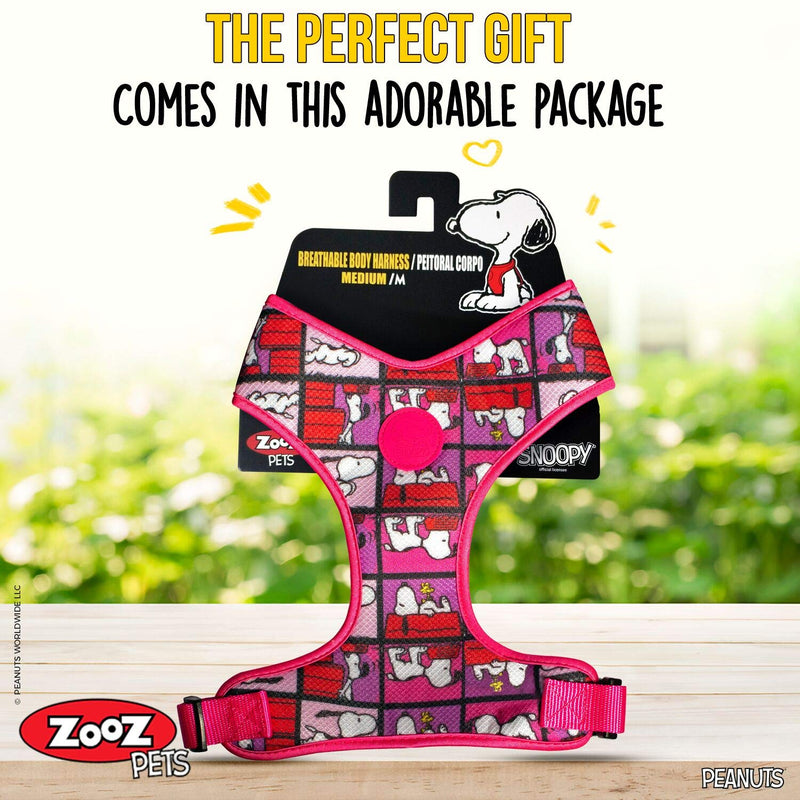 [Australia] - ZOOZ PETS Snoopy Dog Harness Small Dogs and Large Breeds Mesh Dog Harnesses Puppy to XL Dogs XL Safe Adjustable Harness for Pets Comfortable Fit Soft Safety Tested Designed by Zoozpets, Snoopy Brand FilmColorPink XS 