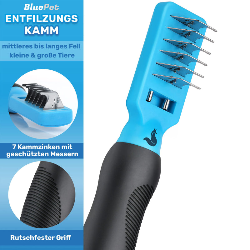 BluePet professional dematting comb for dogs and cats | Detangling hook | Detangling knife | De-matting rake cat | Knot Remover Cat | Detangling comb dog | Removes tangles and knots - PawsPlanet Australia