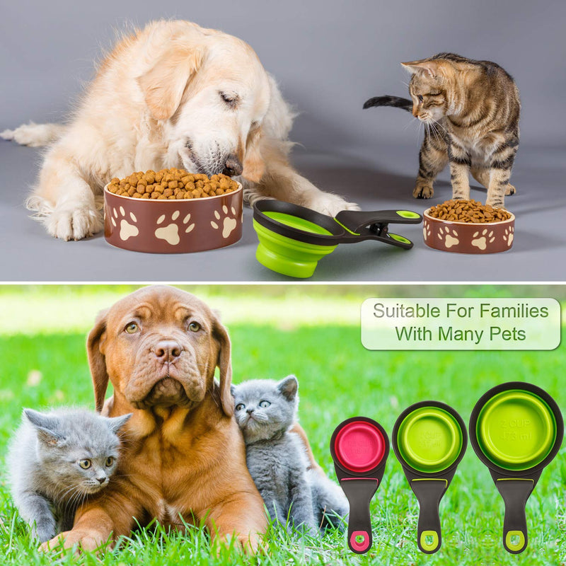 [Australia] - 3 Pieces Collapsible Pet Scoop Silicone Measuring Scoops for Dog Cat Food Water in 3 Sizes (1 Cup, 1/2 Cup and 2 Cup Capacity) 