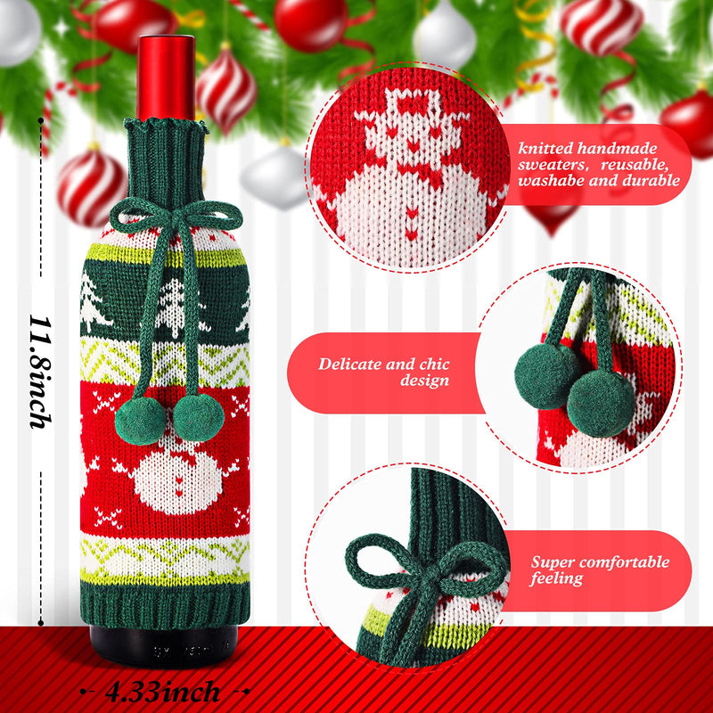 6 Pieces Christmas Sweater Wine Bottle Covers Handmade Wine Bottle Bags Knit Wine Bottle Dress Wine Present Bags Sweater Wine Bottle Pouch Toppers for Christmas Party Decorations Favors - PawsPlanet Australia