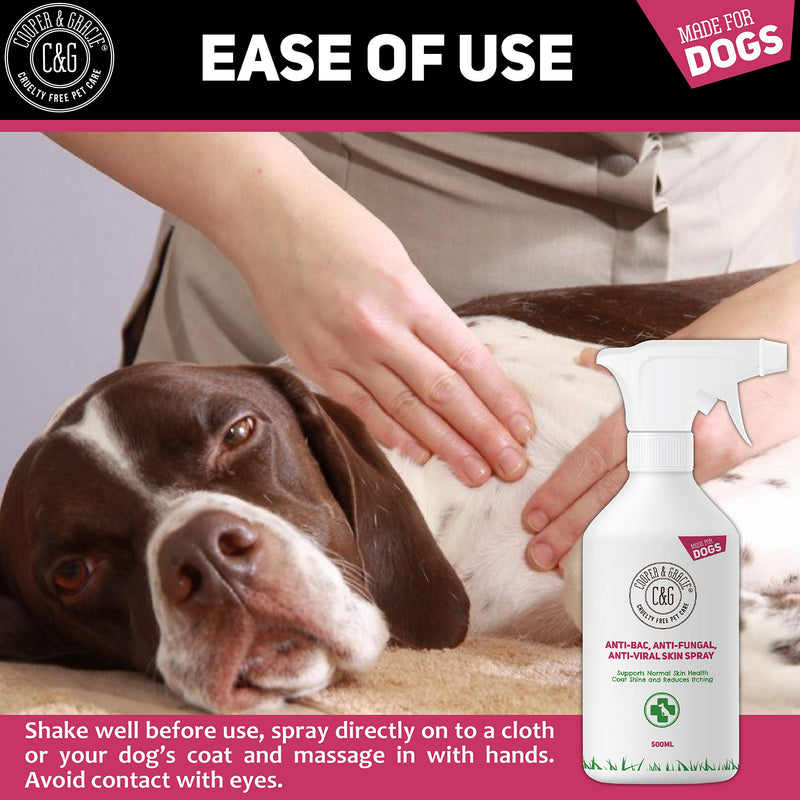 Cooper And Gracie C&G Cruelty free Pet Care Antibacterial Anti Fungal Itchy Dog Spray | Dogs Allergy Itch Relief | Animal Skin Itch 500ML 500 ml (Pack of 1) - PawsPlanet Australia